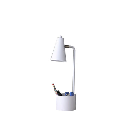 19.5" In Student White Metal Task Desk Lamp W/ Organizer - Study Light