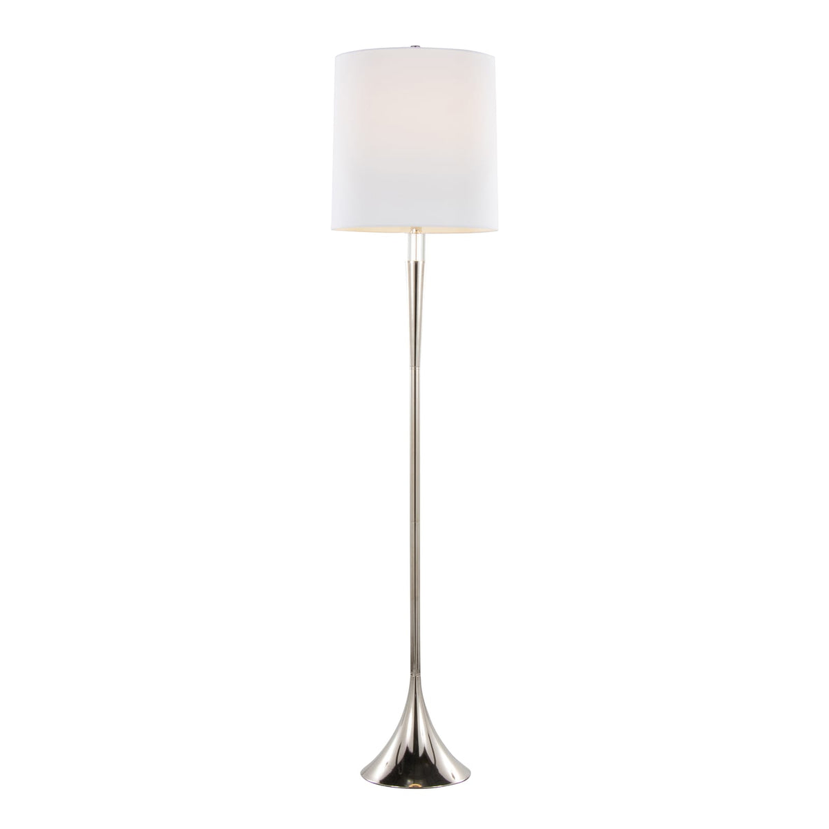 Set of 2 Metal Floor Lamps - Clear Crystal & Linen Shade