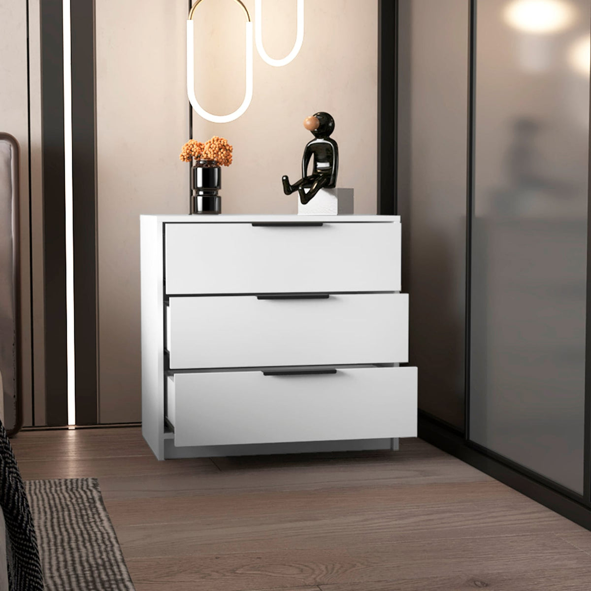 3-Drawer White Dresser - Bedroom Storage