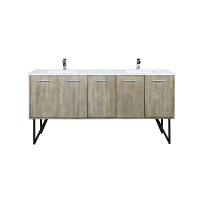 Rustic Acacia Double Bath Vanity - Storage & Quartz Top