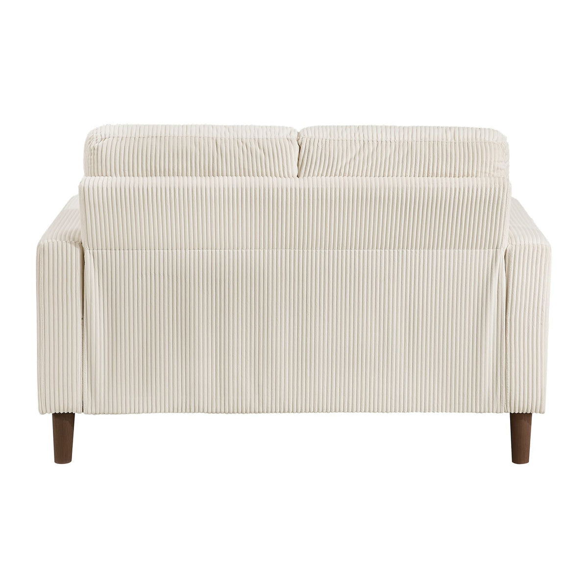 Modern Beige Corduroy Loveseat - Comfortable Cushion Solid Wood