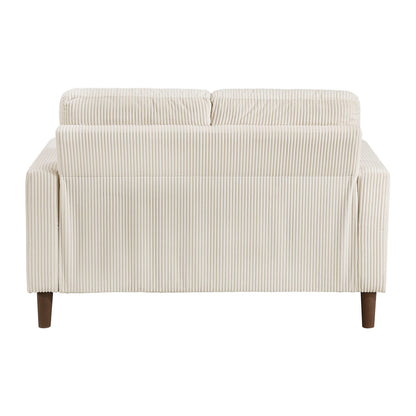 Modern Beige Corduroy Loveseat - Comfortable Cushion Solid Wood