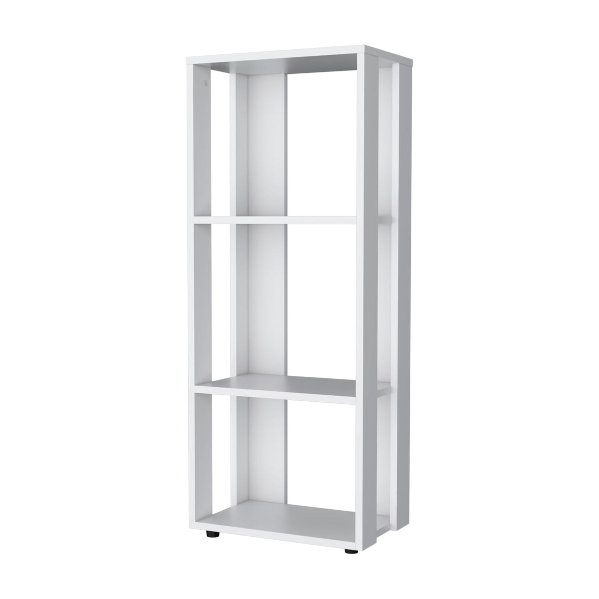 White Melamine Bookcase with Open Shelves - 39.4" Tall for Living Room