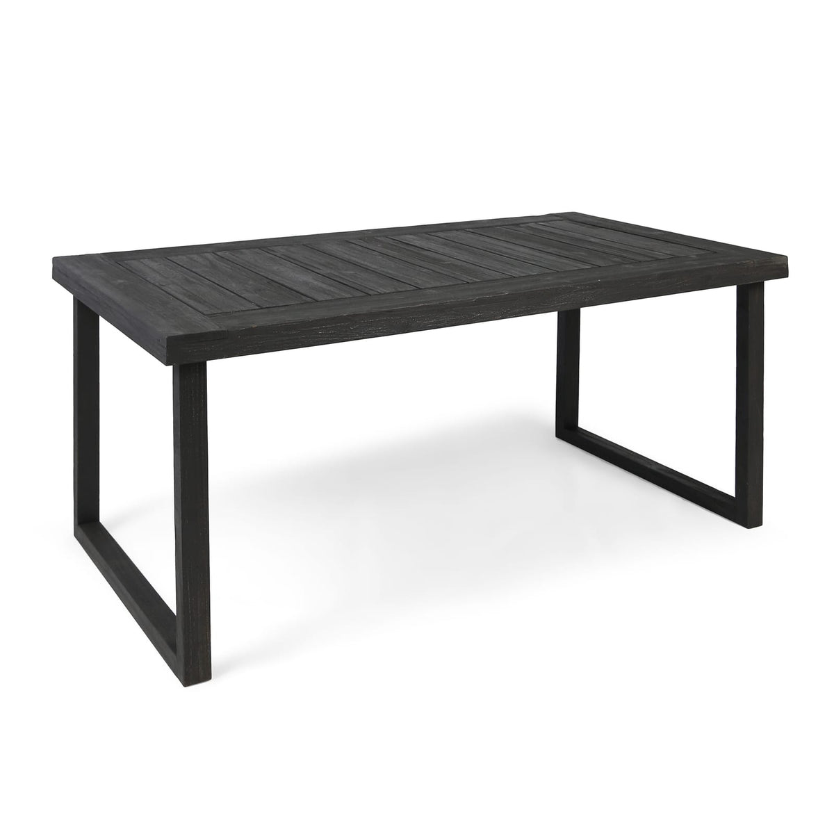 Dark Grey Acacia Wood Outdoor Dining Table for Patio