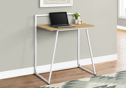 30" Natural Laminate Computer Desk - White Metal Base