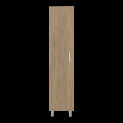 Beige Storage Cabinet - 4 Shelves, Engineered Wood for Living Room