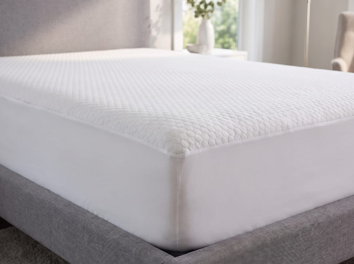 Cooling Twin Mattress Protector - White Polyester