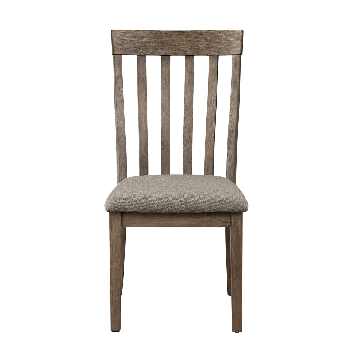 Wooden Dining Room Chair Set Brown Mix Wood Frame Gray Fabric