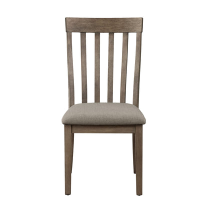 Wooden Dining Room Chair Set Brown Mix Wood Frame Gray Fabric