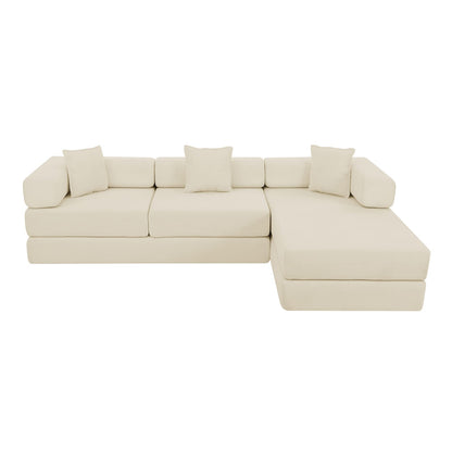 Beige Corduroy Sectional Sofa - 108" Modular Sofa Bed for Living Room