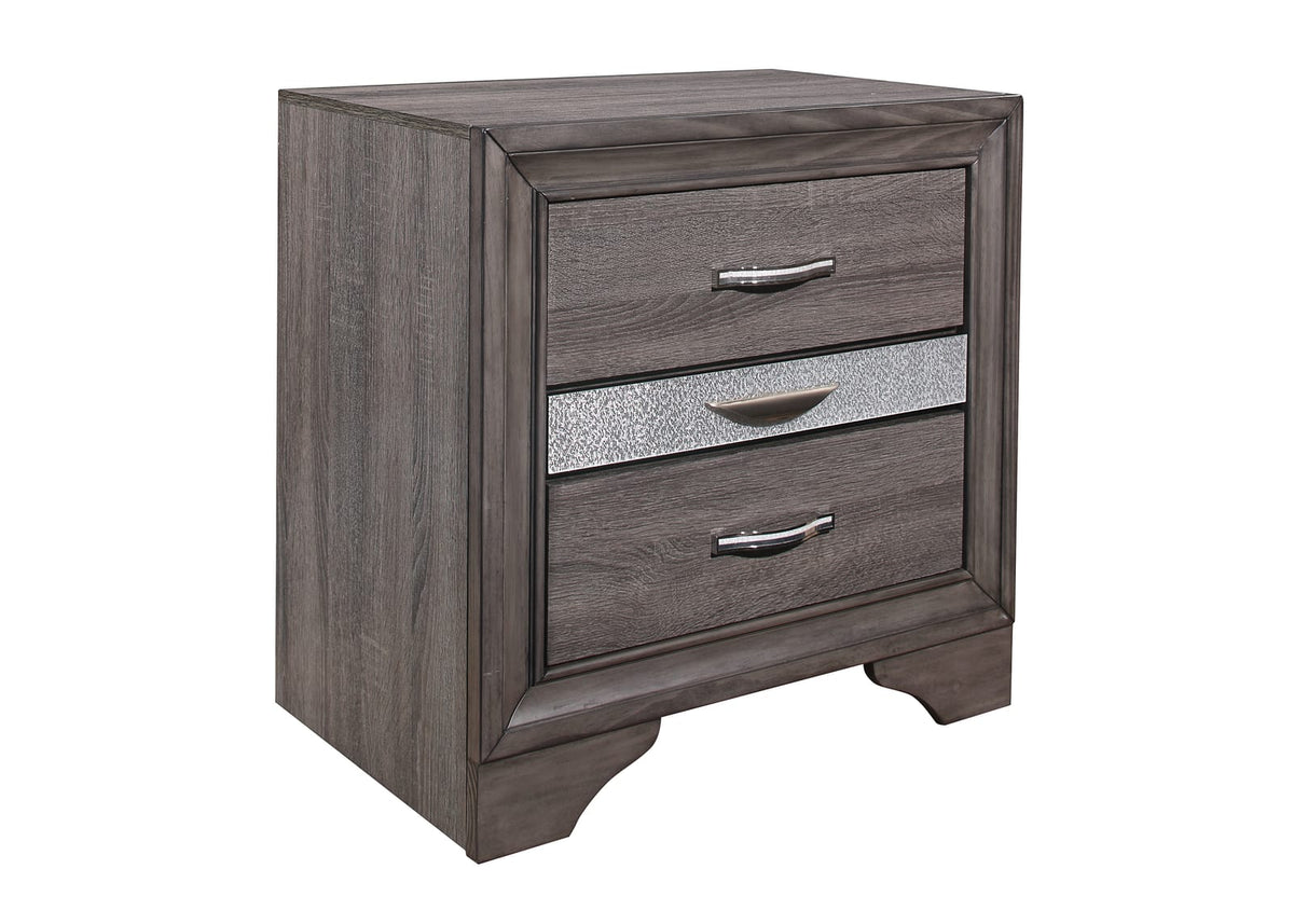 RYDER Sparkle Grey Nightstand - 2 Drawers, Modern Style