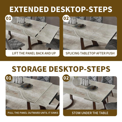 Walnut Sintered Stone Dining Table - 6 Person Expandable Table