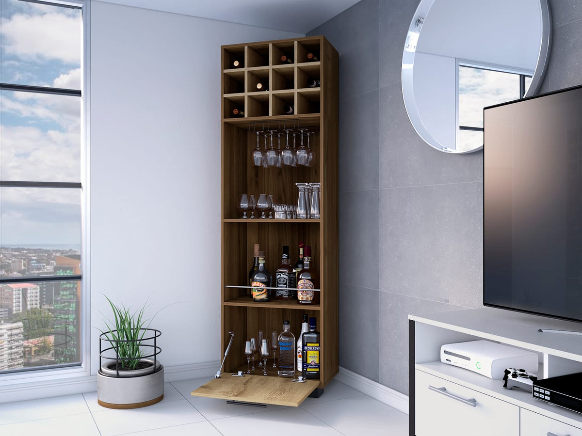 Jackson 12-Bottle Bar Cabinet - Brown Particle Board