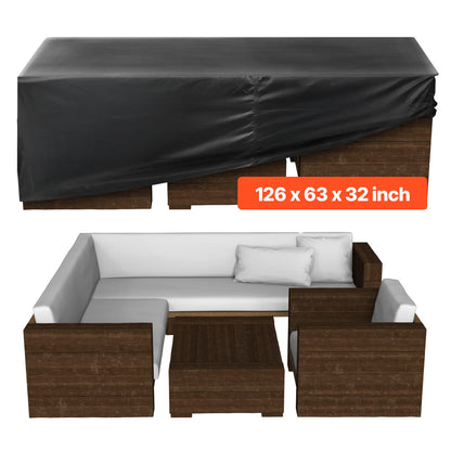 Black Oxford Fabric Patio Furniture Cover 126"x63"