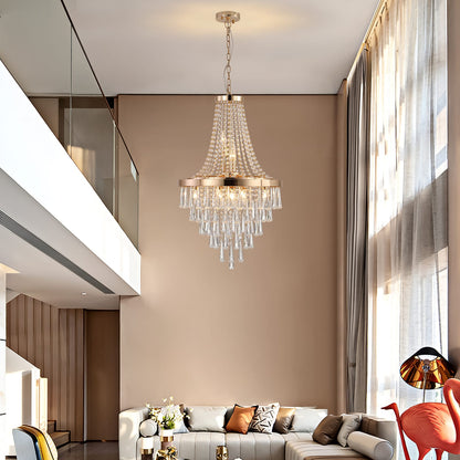 Gold Crystal Chandelier - 11 Lights - Living Room Lighting