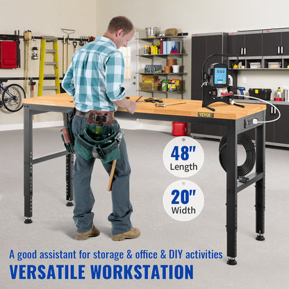 Adjustable Height Steel Workbench - 48" Garage Table