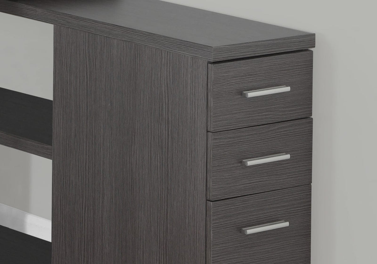 L Shape Computer Desk with Storage Drawers - Grey Laminate