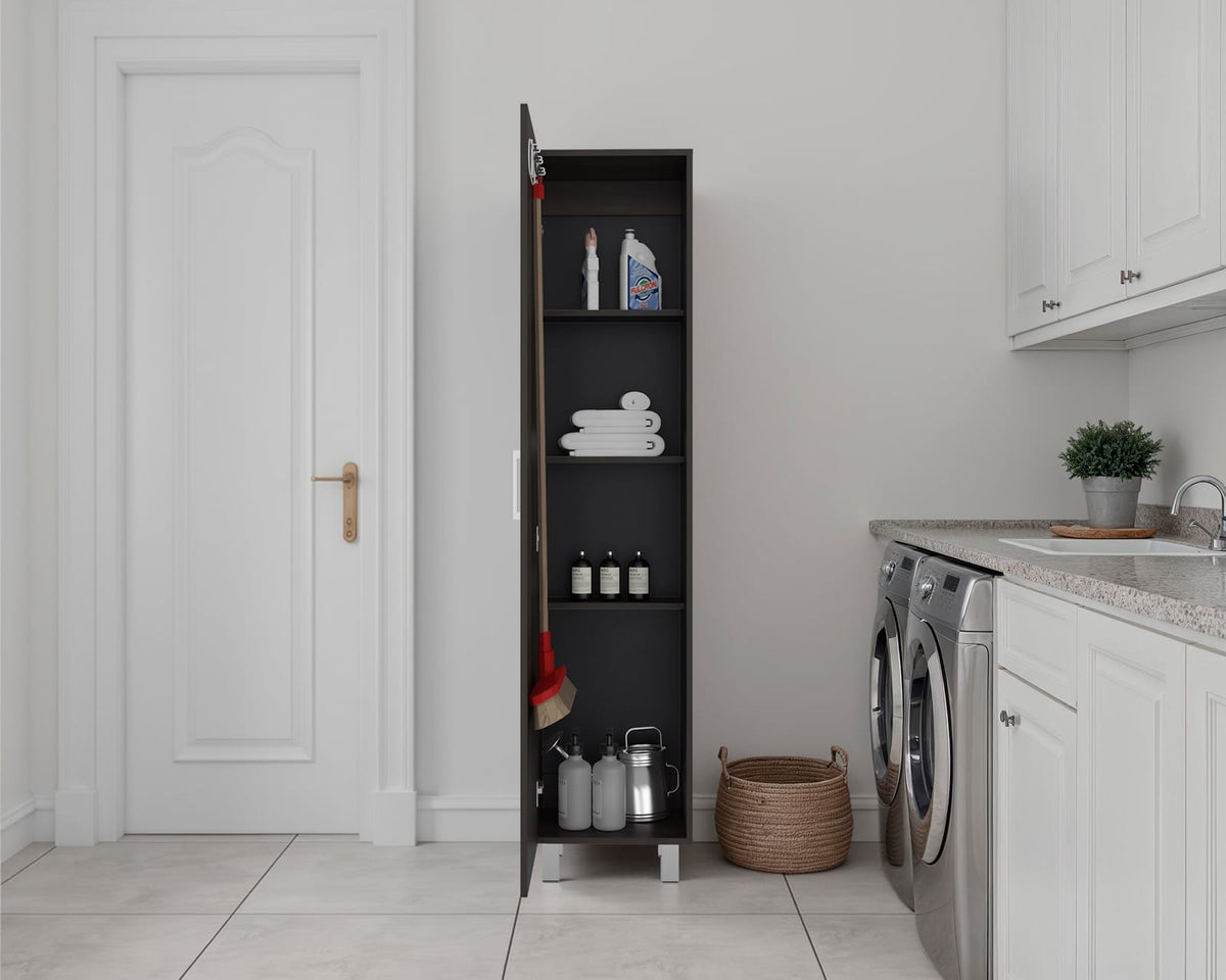 Brown Engineered Wood 4 Shelf Cabinet Storage