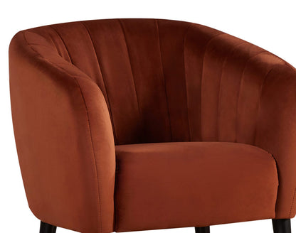 Burnt Orange Barrel Accent Chair - Modern Living Room Seating