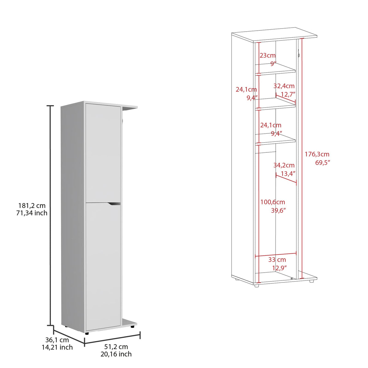 Austin Storage Broom Closet White - Modern Cabinet for Cleaning Tools