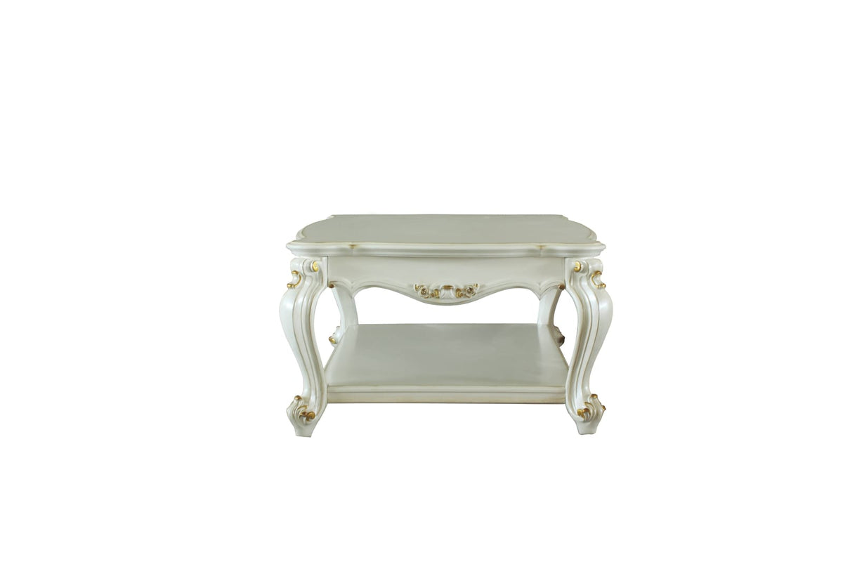 Antique Pearl Coffee Table with Bottom Shelf for Living Room