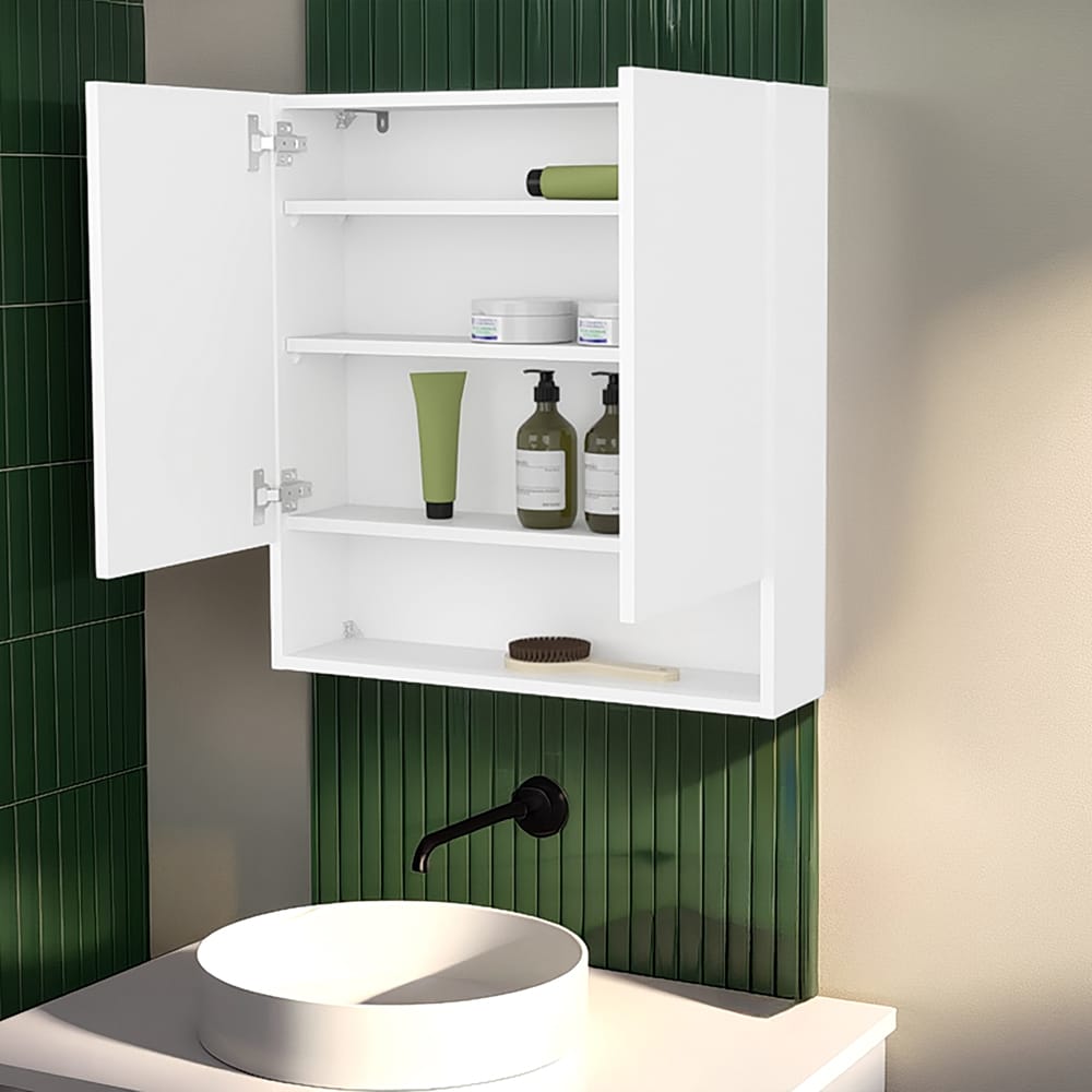 White Bathroom Storage Cabinet with 2 Doors & Shelves