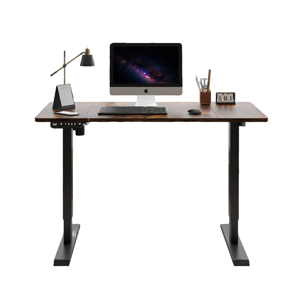 55" Rustic Brown Electric Standing Desk - Height Adjustable Office Table