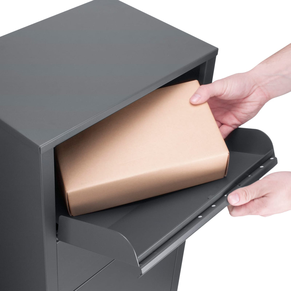 Large Locking Parcel Drop Box - Gray Steel