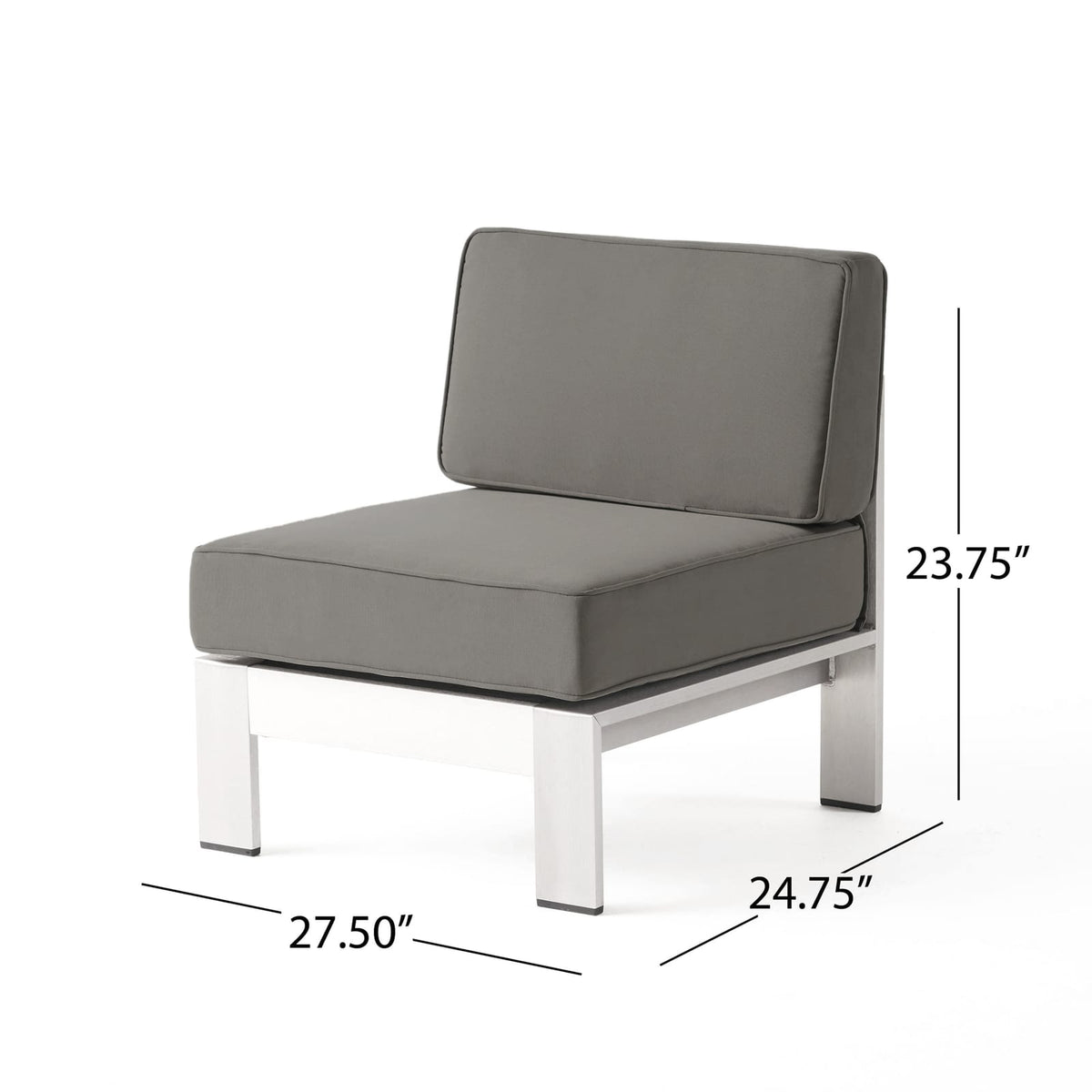 Khaki Aluminum Patio Armless Chair - Outdoor Seating
