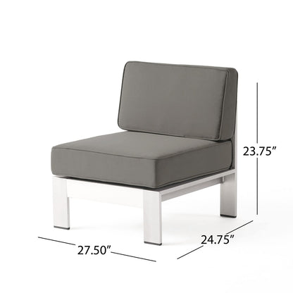 Khaki Aluminum Patio Armless Chair - Outdoor Seating
