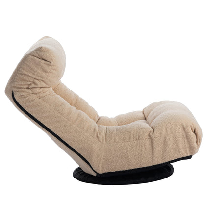 White Cotton Lazy Sofa Chair with Adjustable Back for Ultimate Comfort