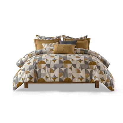 Gold Jacquard Oversized Comforter Set - Queen Size