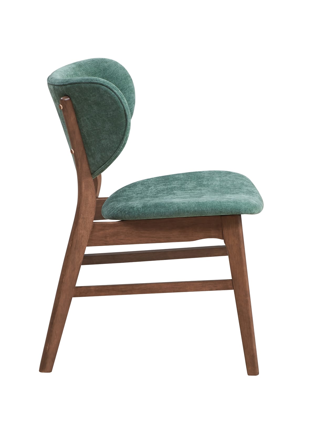 Mid-Century Modern Dining Chairs - Set of 2 Green Walnut Finish