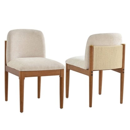 Beige Walnut Dining Chairs - Set of 2 Modern Dining Room Chairs