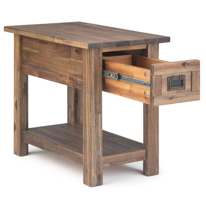Light Brown Acacia Wood Side Table - 24" D x 14" W for Living Room