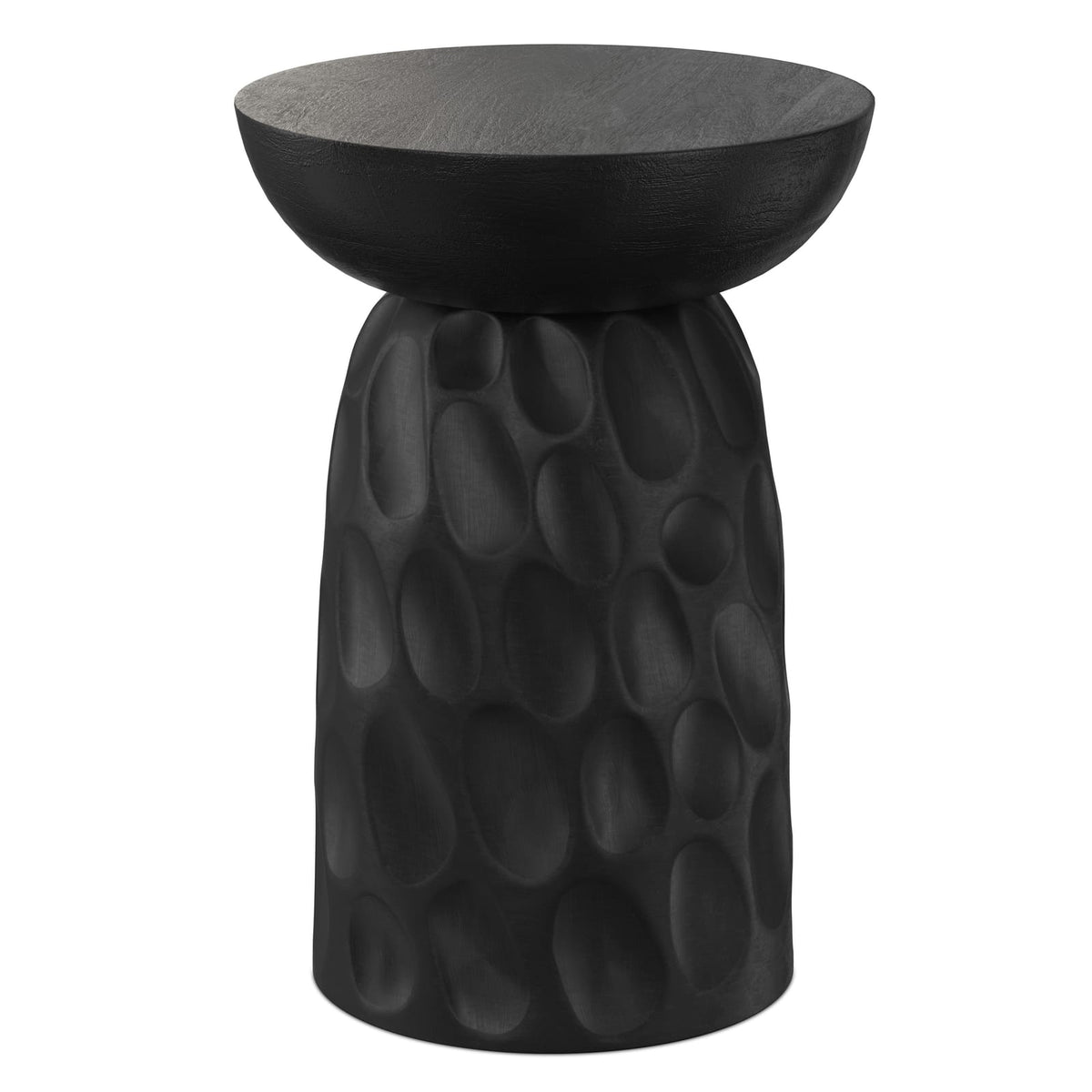 Black Mango Wood Nightstand for Bedroom Storage and Decor for Living Room