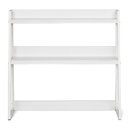 White Metal Desktop Bookshelf - 37.4" Storage Rack for Living Room