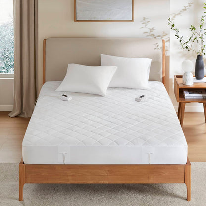 Queen Heated Mattress Pad - White Microfiber