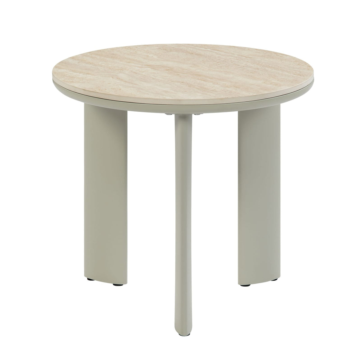 Light Gray Ceramic End Table - Modern Accent Table for Living Room