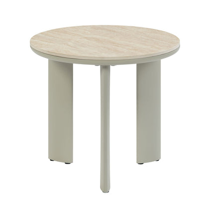 Light Gray Ceramic End Table - Modern Accent Table for Living Room