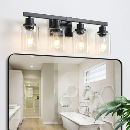 Black Iron 4-Light Bathroom Vanity Light Fixture