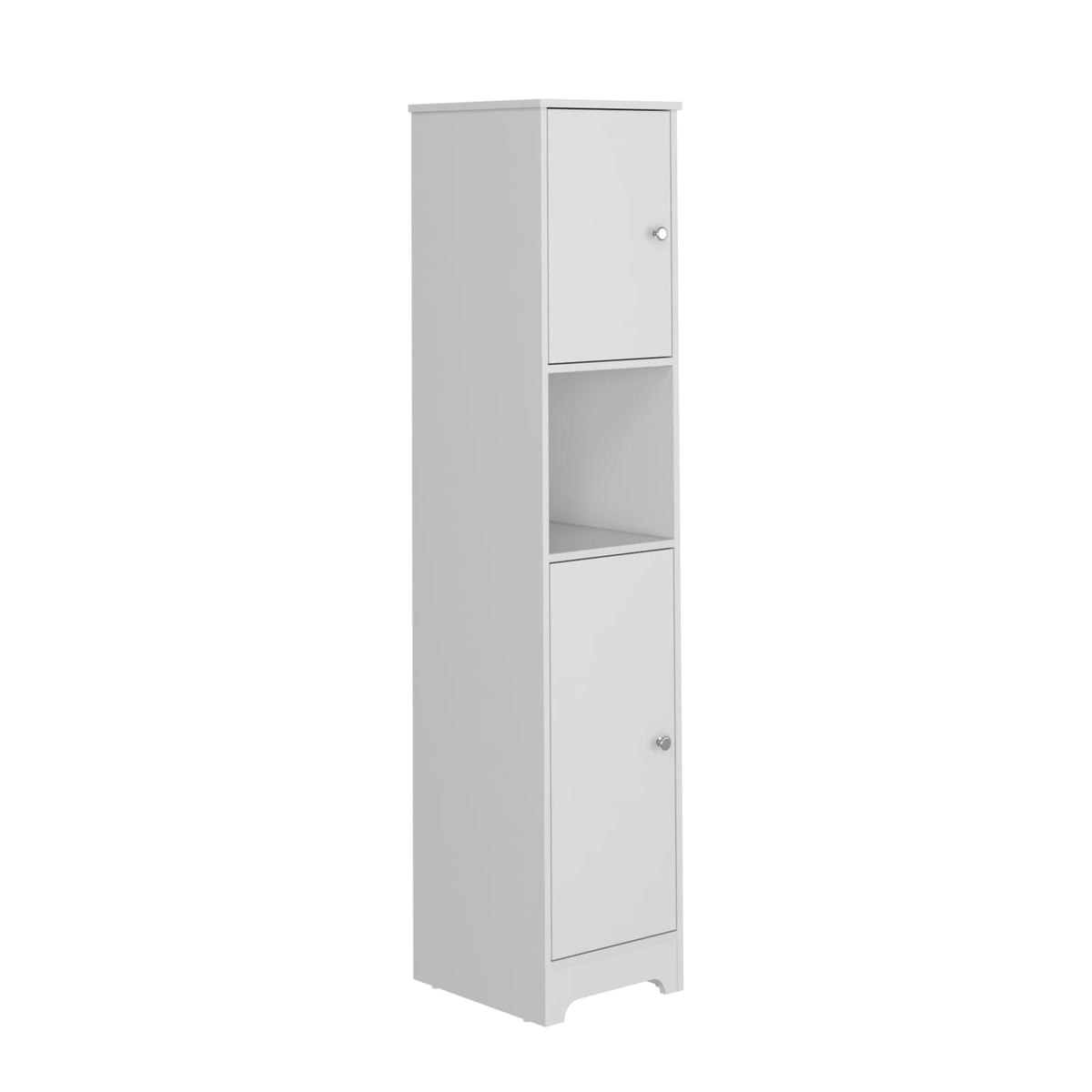 68" White Storage Cabinet with Two Doors & Shelves for Living Room