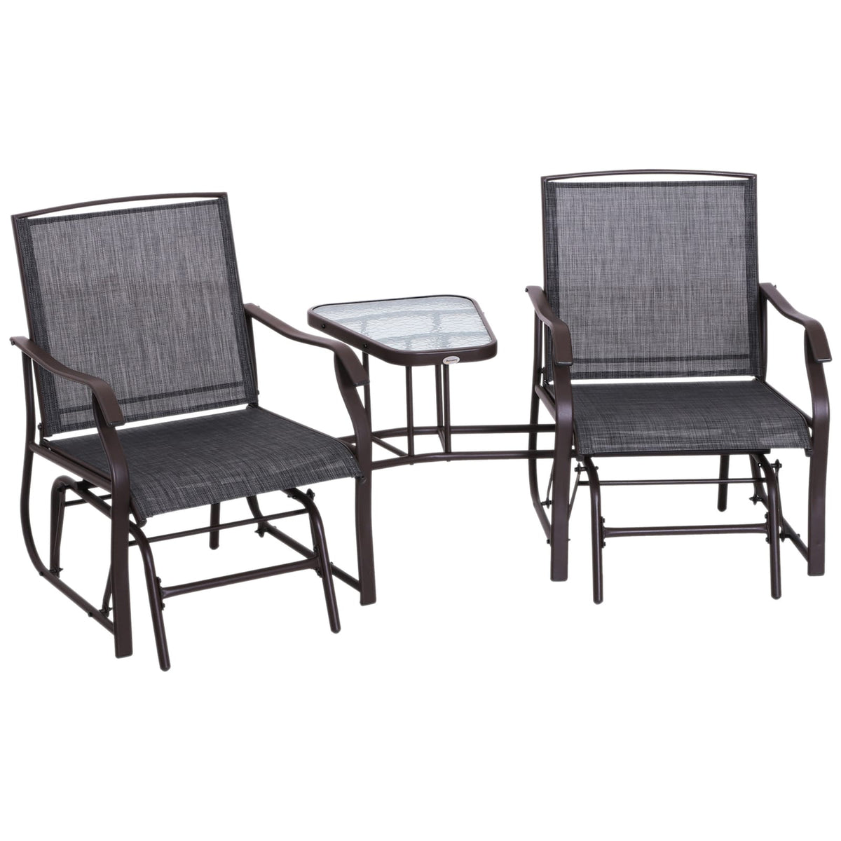 Outsunny Patio Glider Chairs with Coffee Table Set