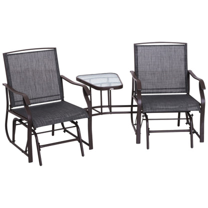 Outsunny Patio Glider Chairs with Coffee Table Set