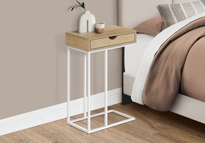 C-Shaped Accent Table - Storage Drawer Natural
