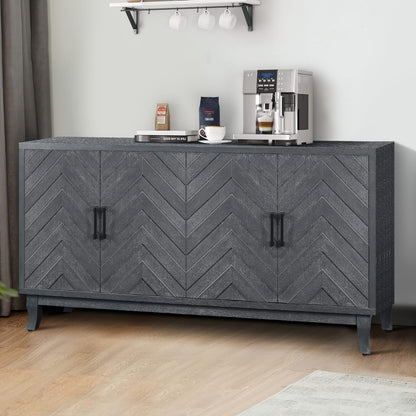 59.8" Antique Dark Grey MDF Sideboard Cabinet - 4 Doors