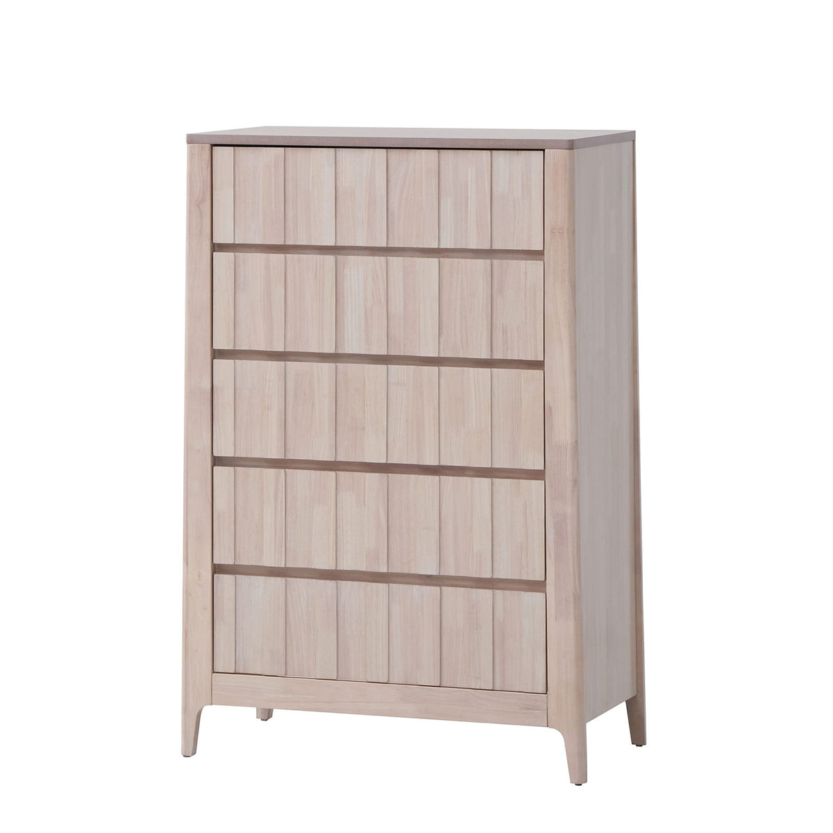 Mid-Century Modern Solid Wood Bedroom Dresser with White Wash Finish