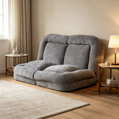 Gray Metal Frame Convertible Sofa Bed - 18 Positions for Living Room