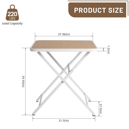 Khaki White Folding Square Table - Outdoor Patio Table