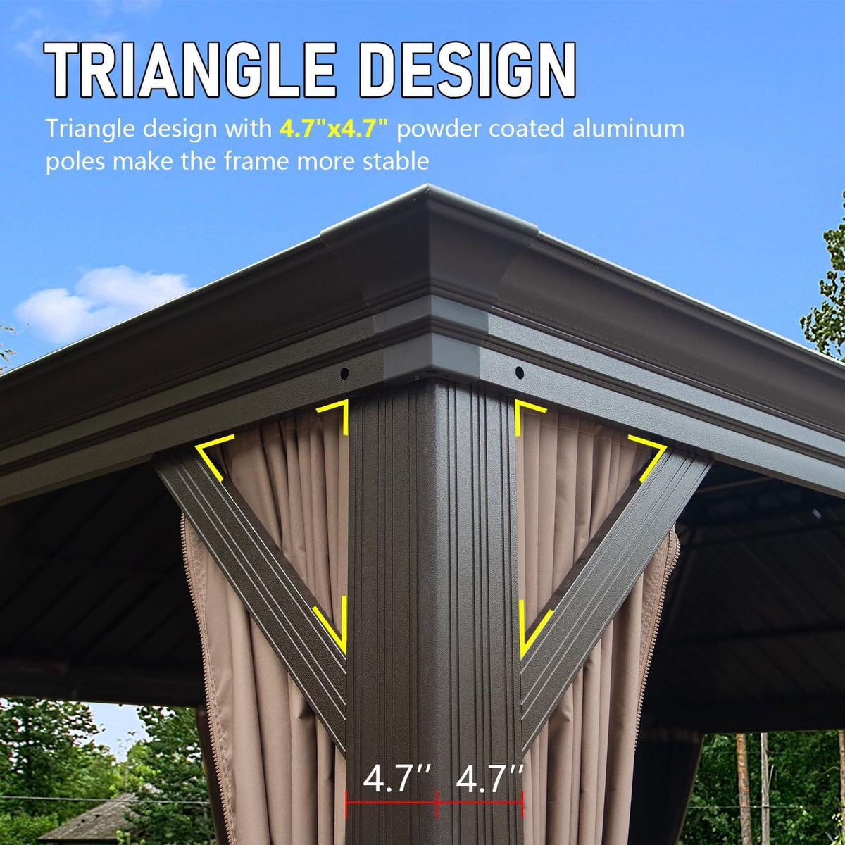 14x22ft Brown Aluminum Gazebo - Outdoor Shade Pavilion